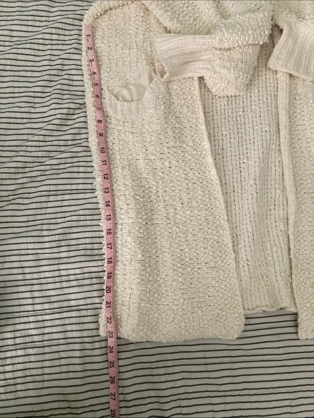 Free People Cream Open-Front Chunky Knit Cardigan